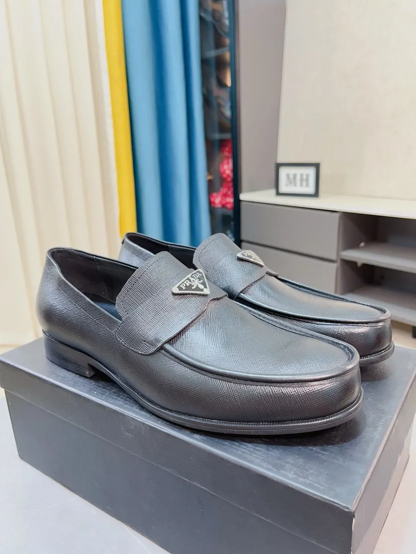 Men's shoes 💰540🌹🌹【PRADA Leather Shoes】Top purchasing agency Original imported Italian custom-made open-edge beaded cowhide leather surface, fully imported water-dyed breathable cowhide lining, original factory special molded sole super comfortable, size: 38-44